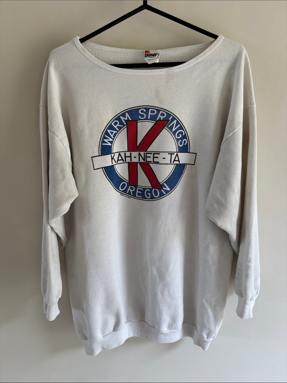 vintage kay-nee-ta warm springs oregon white scoop neck sweater one size
